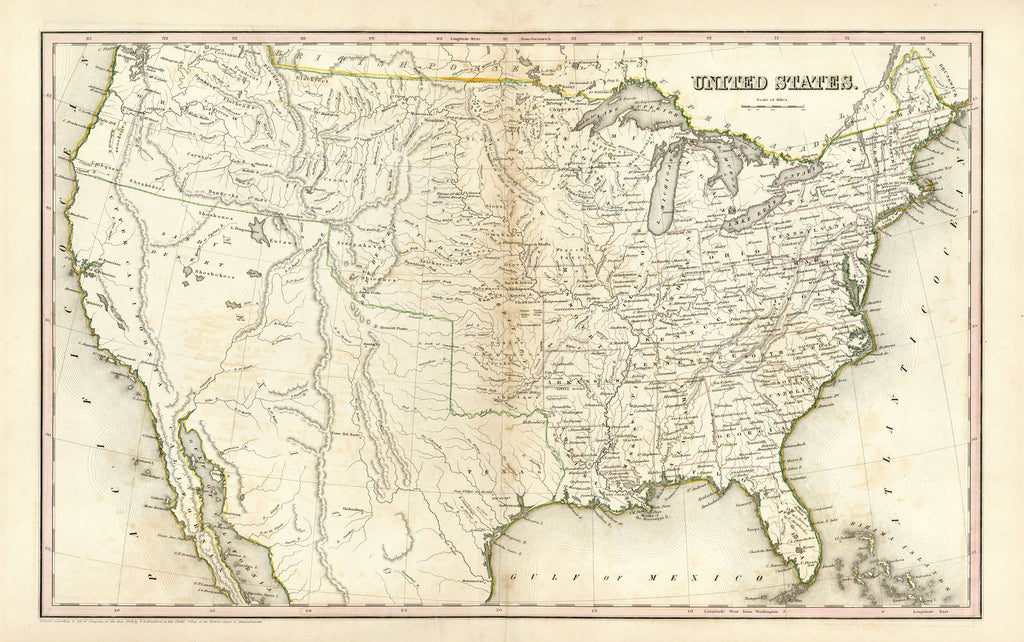 Old map of the United States with the Republic of Texas