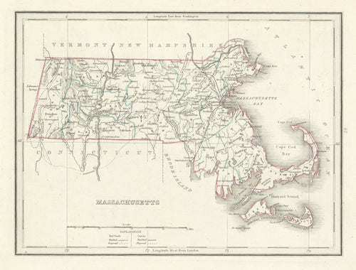 Old map of Massachusetts