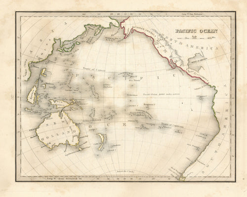 Old map of the Pacific Ocean