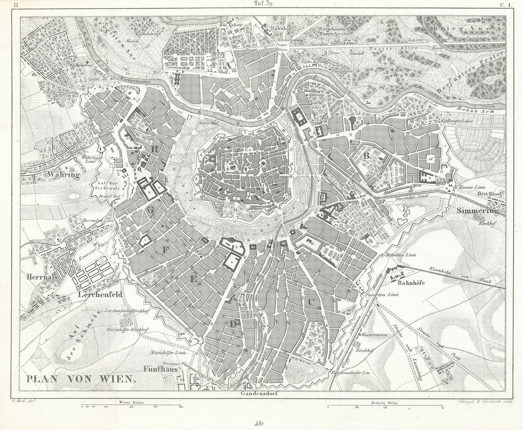 Plan von Wien: Heck 1851