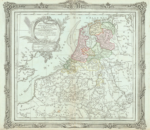 Old map of the Netherlands and Belgium