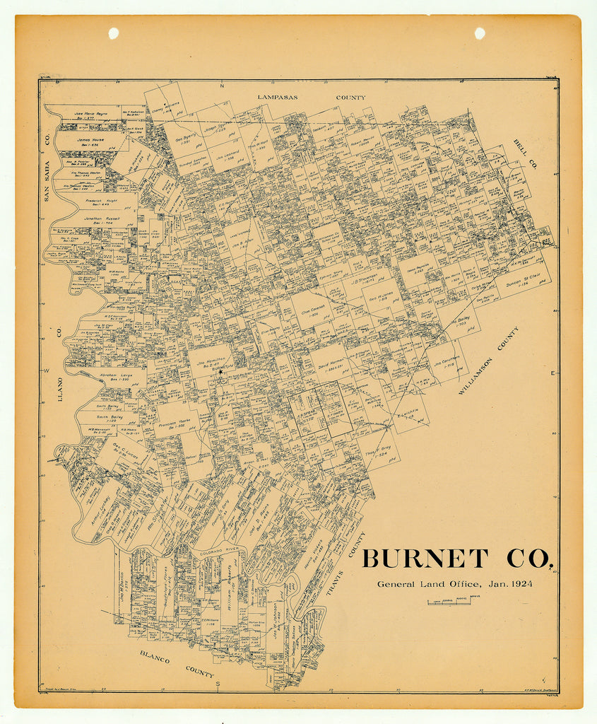 Burnet County - Texas General Land Office Map ca. 1926
