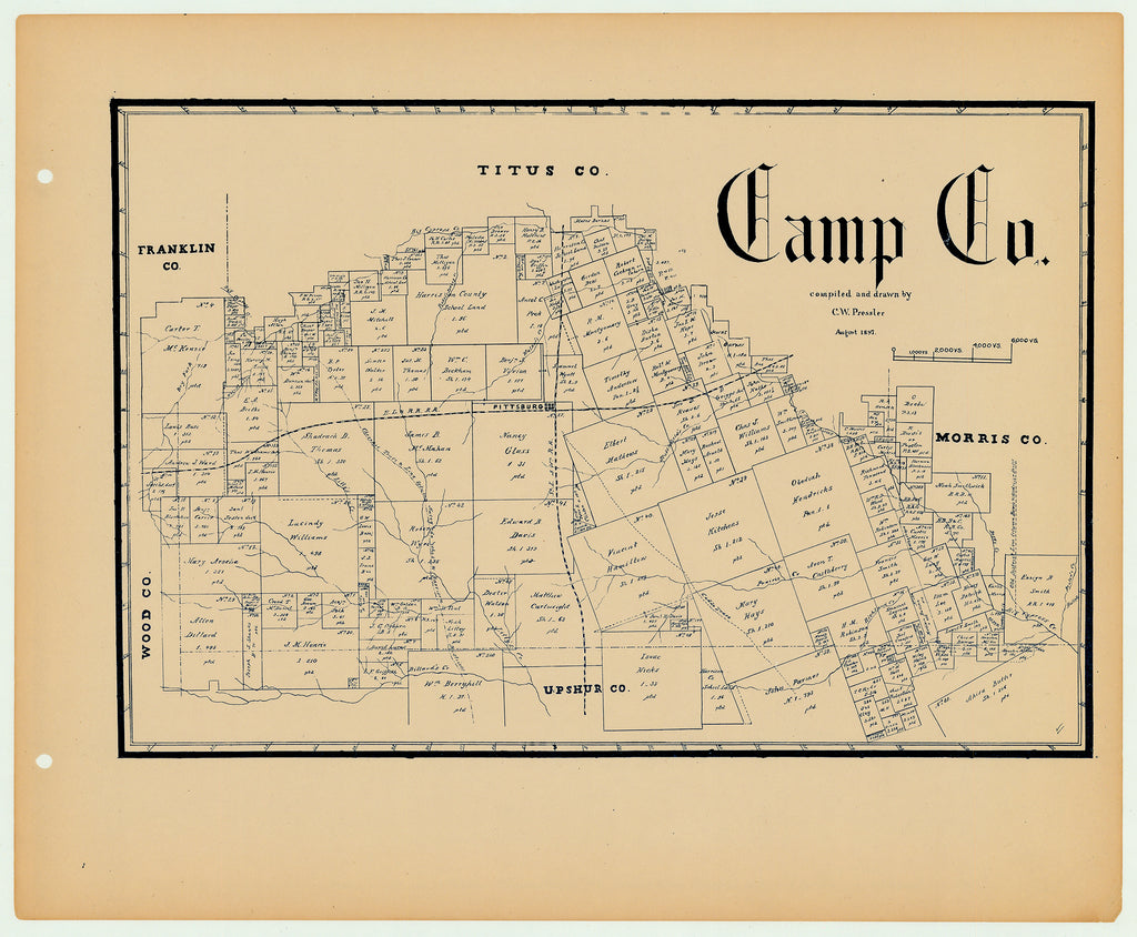 Camp County - Texas General Land Office Map ca. 1925