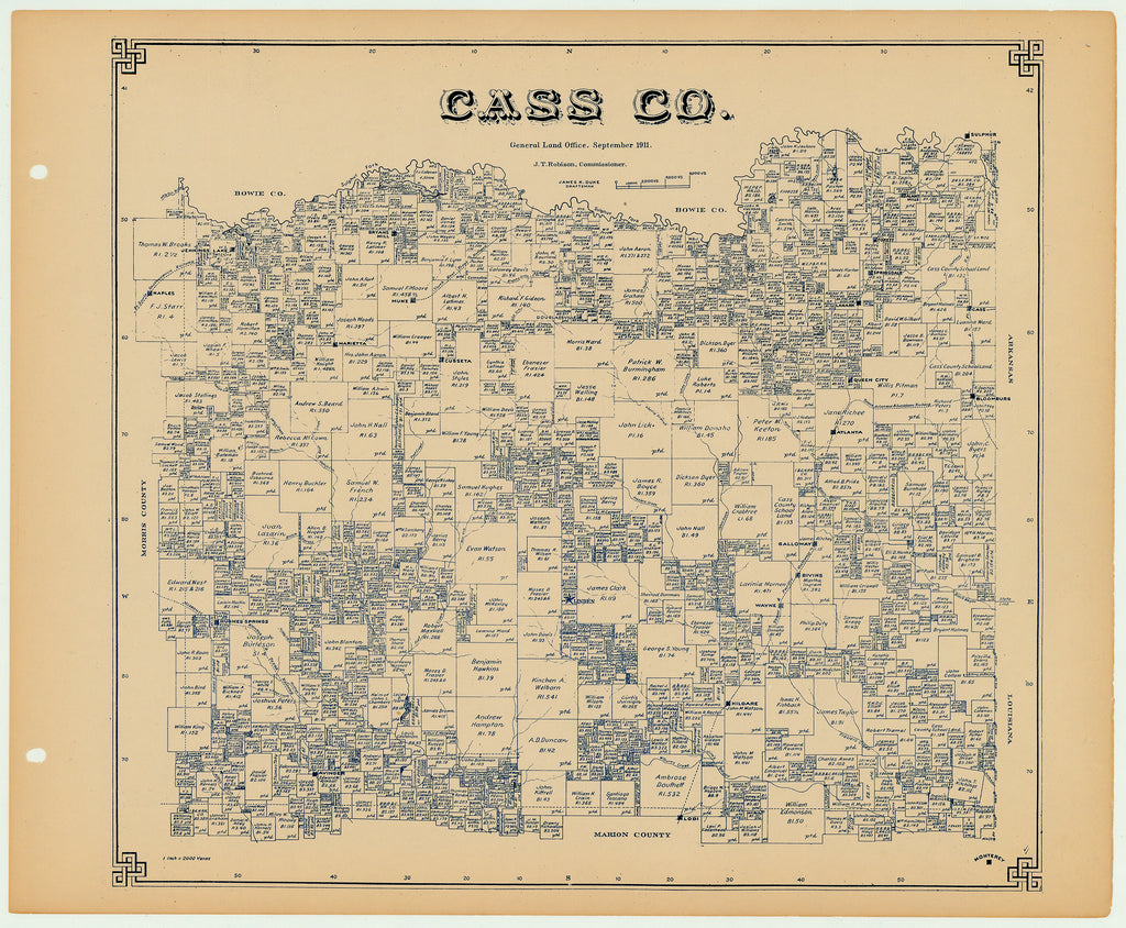 Cass County - Texas General Land Office Map ca. 1926