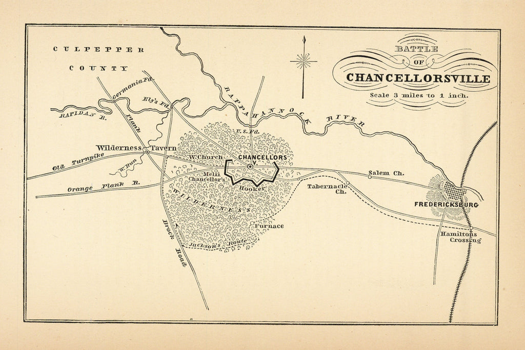 Old Civil War map of the Battle of Chancellorsville