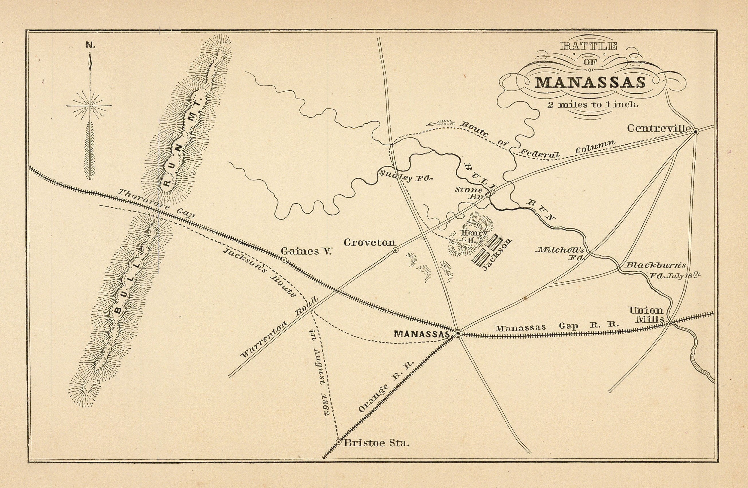Wanasas Manassas Battlefield Map