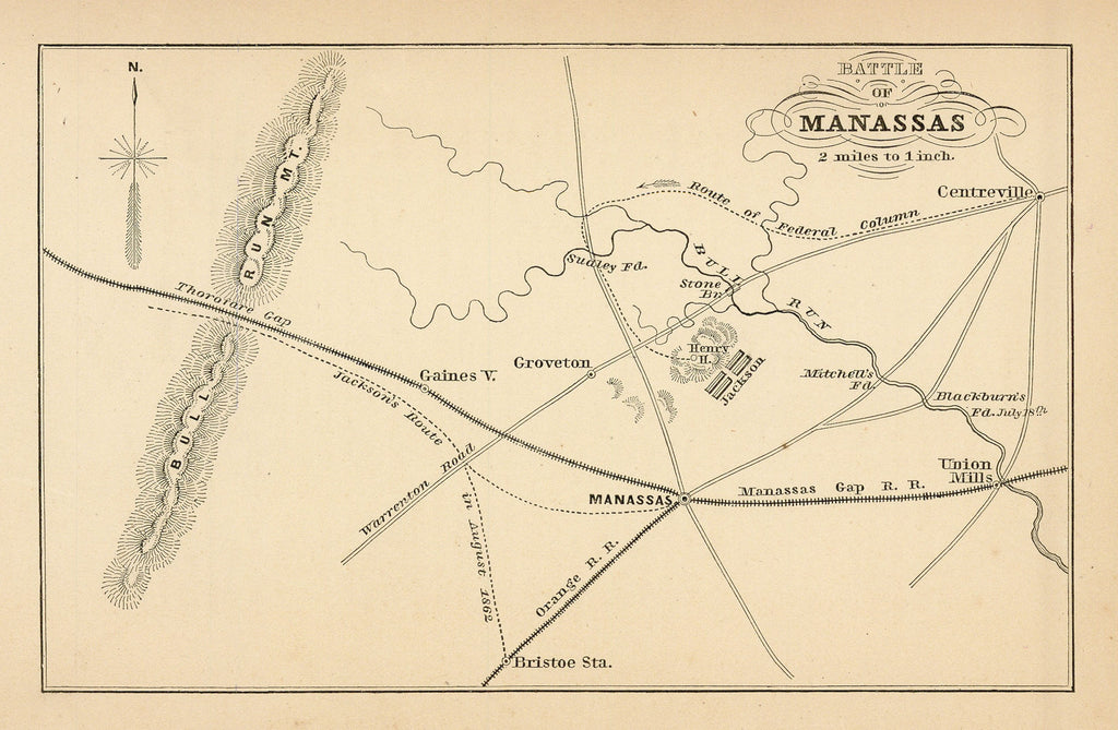 Old Civil War map of the Battle of Manassas