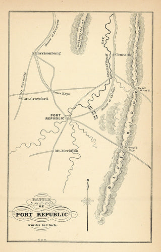 Old Civil War map of the Battle of Port Republic