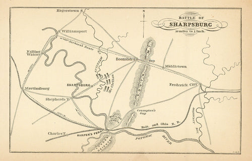 Old Civil War map of the Battle of Sharpsburg