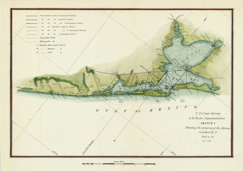 Old map of Galveston Bay, Texas