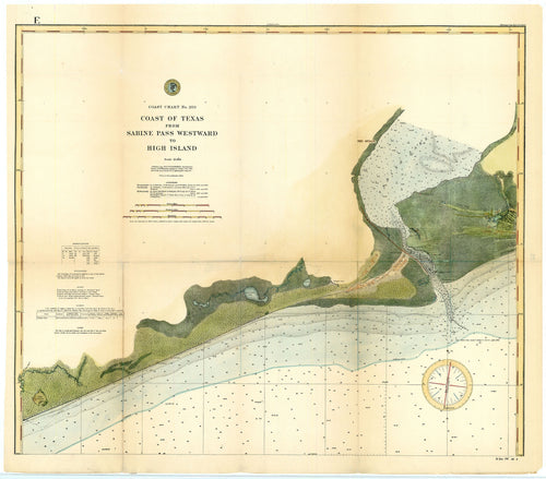 Old map of the Texas coast