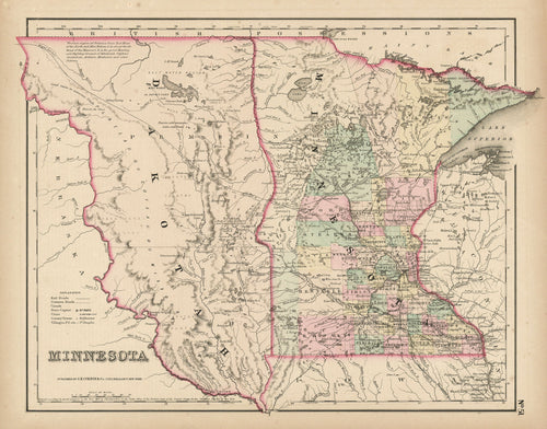 Old map of Minnesota and Dakotah Territory