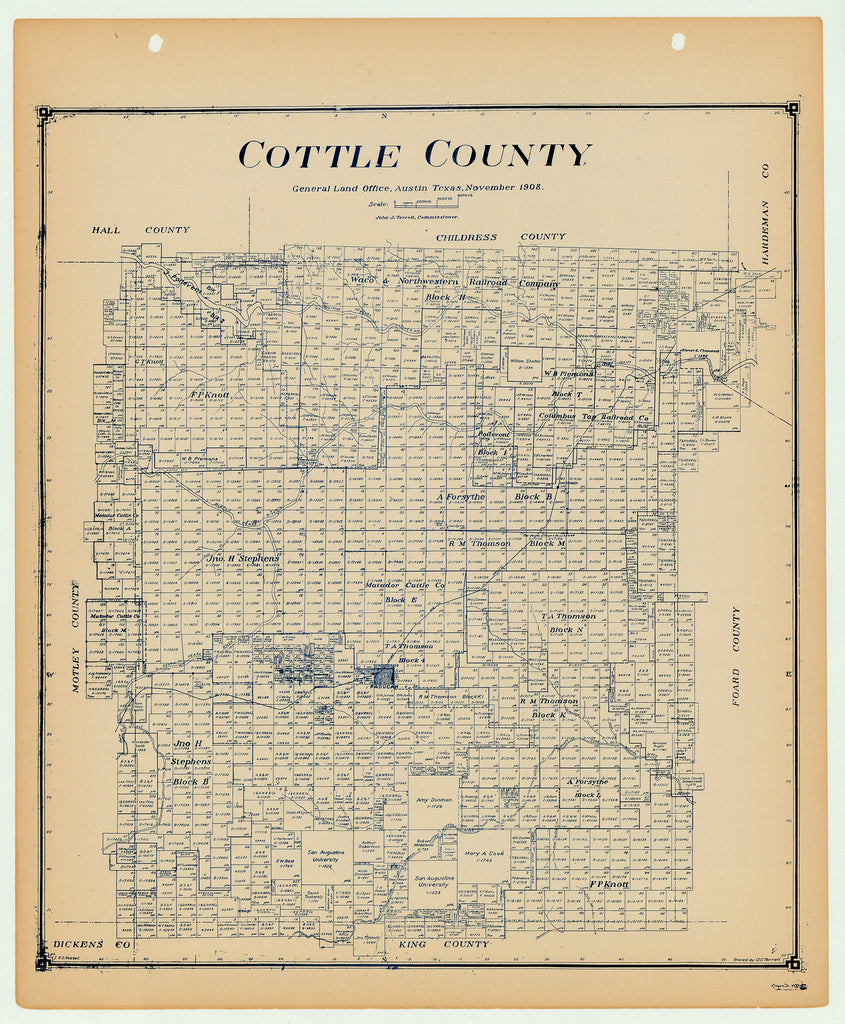 Cottle County - Texas General Land Office Map ca. 1926