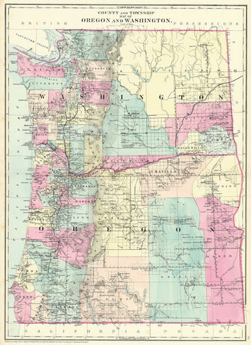 Old map of Oregon and Washington