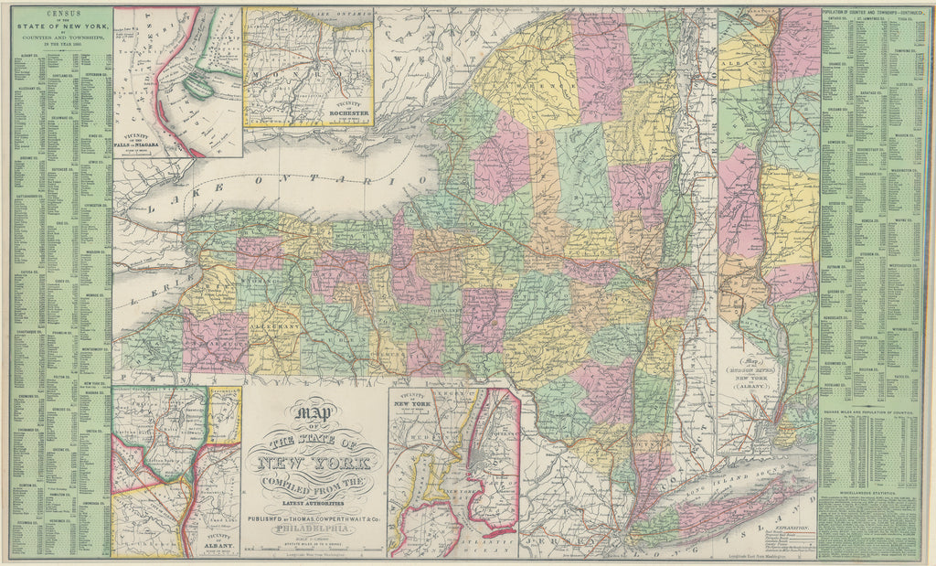 Map of the State of New York: Thomas, Cowperthwait & Co. 1852