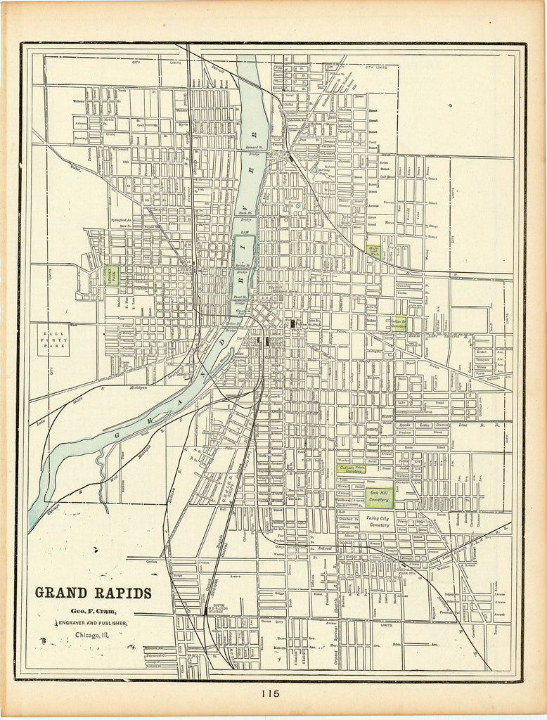 Old map of Grand Rapids, Michigan