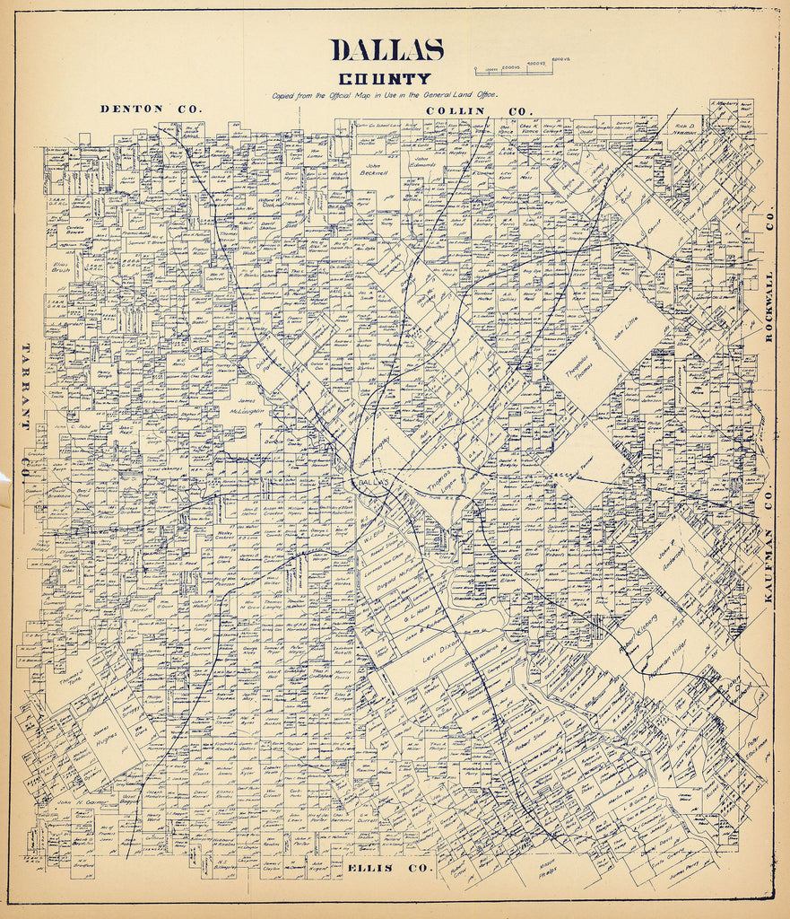 Old map of Dallas County, Texas