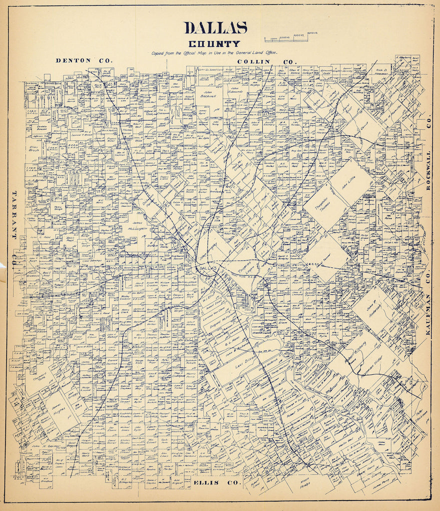 Dallas Co Dallas Co.: Texas General Land Office c. 1920 – The Antiquarium Antique ...