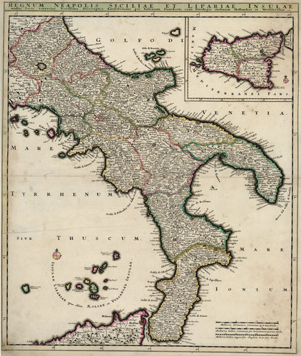 Old map of Naples, Italy