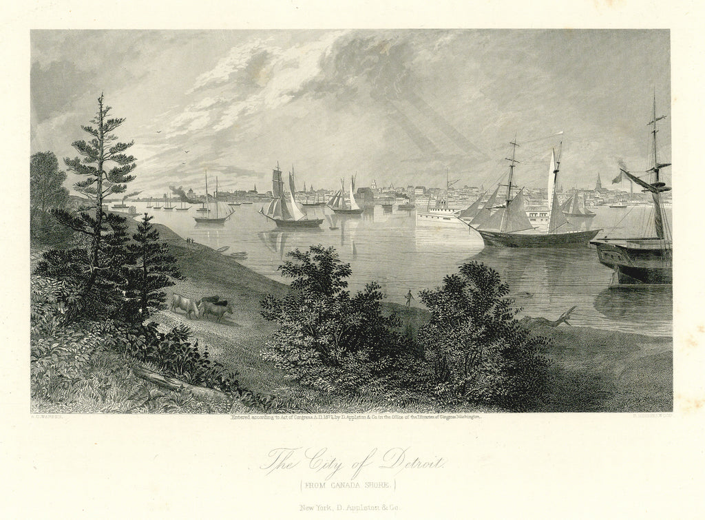 Old view of Detroit, Michigan