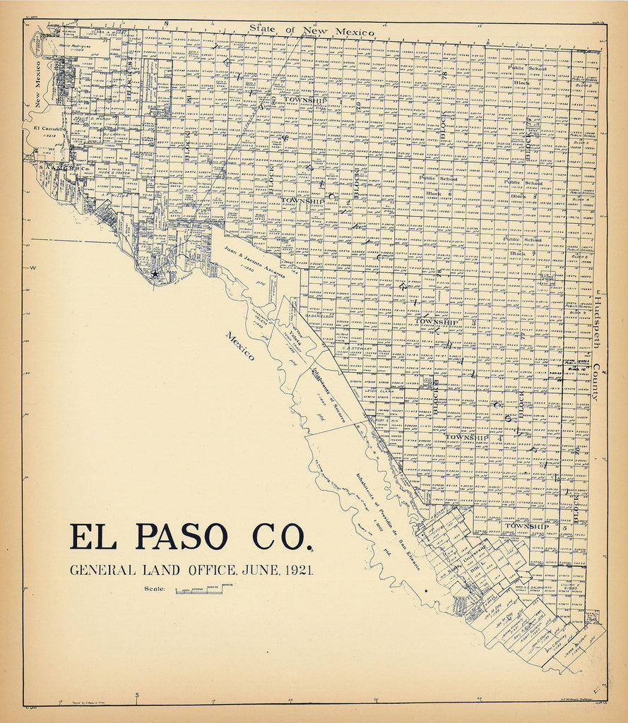Old map of El Paso County, Texas