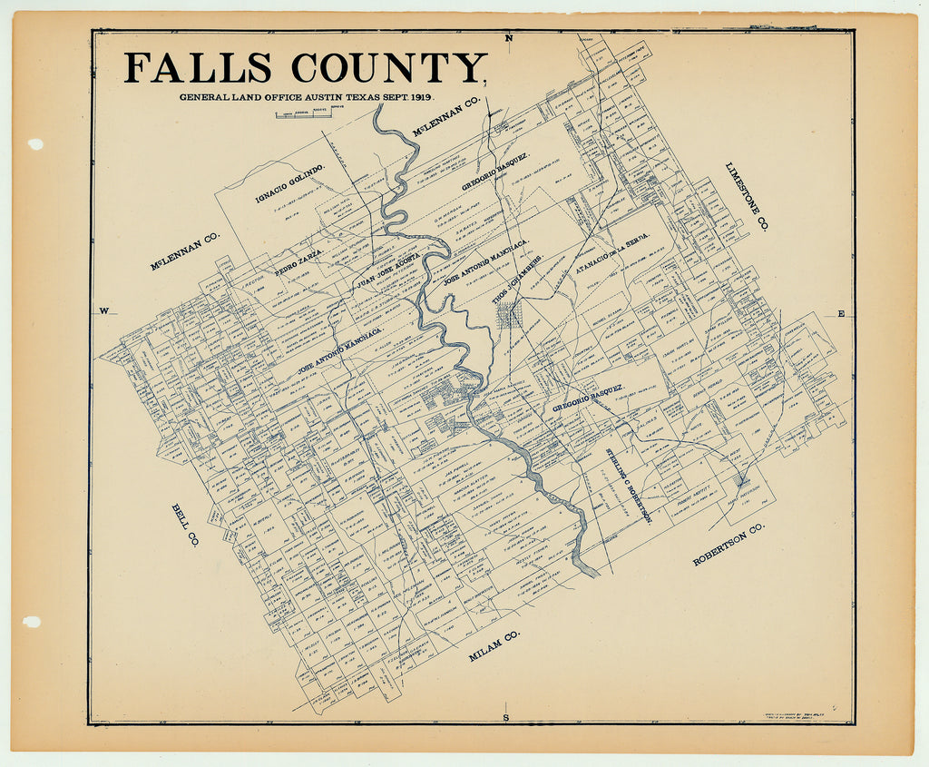 Falls County - Texas General Land Office Map ca. 1925