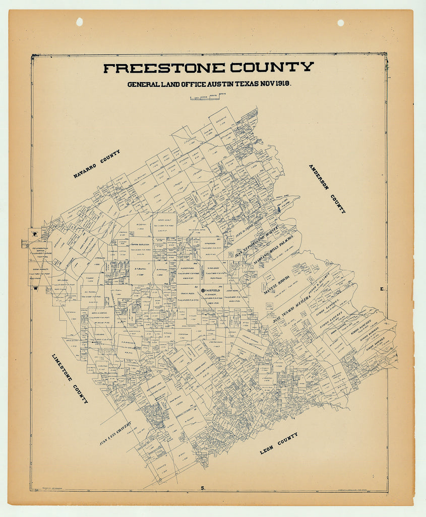Freestone County - Texas General Land Office Map ca. 1926