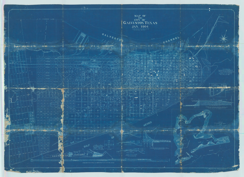MAP OF THE CITY OF GALVESTON TEXAS JAN. 1904 COMPILED BY C.G. WELLS C.E.: 1904