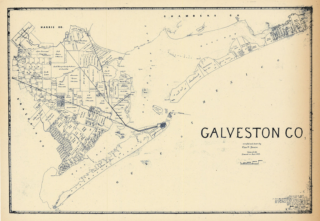 Old map of Galveston County, Texas