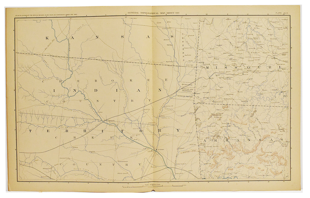 Indian Territory Topographical Map (Oklahoma): 1861-1865 [1895]