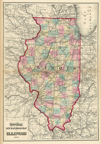 Old railroad map of Illinois