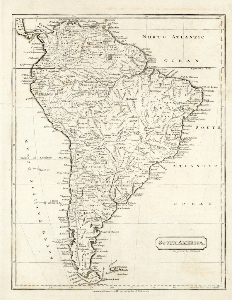 Old map of South America