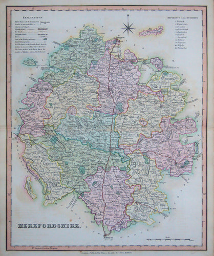 Old map of Herefordshire, England