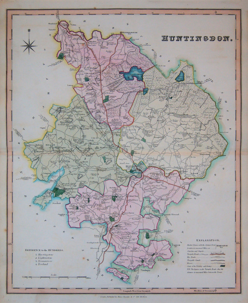 Old map of Huntingdon, England