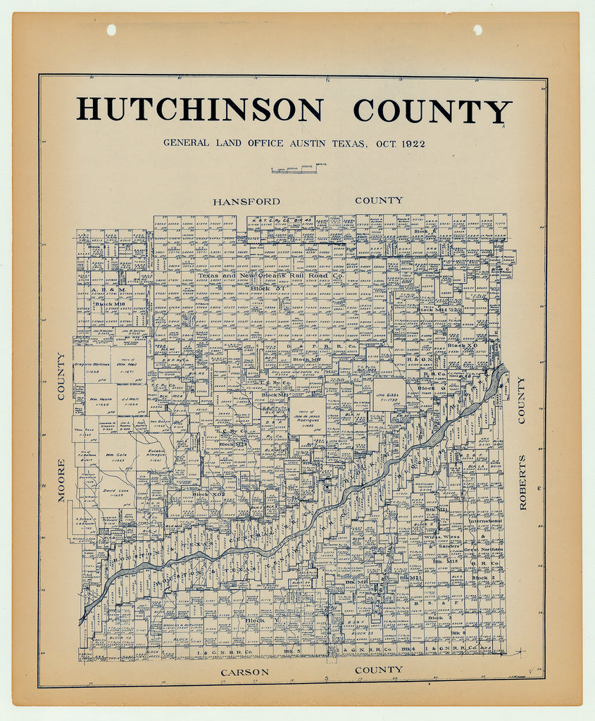 Hutchinson County - Texas General Land Office Map ca. 1926