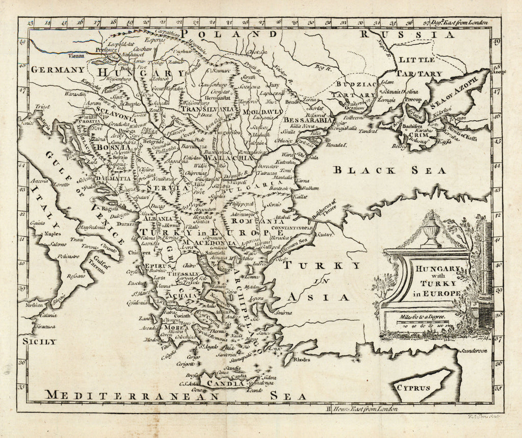 Old map of Greece and the Balkans