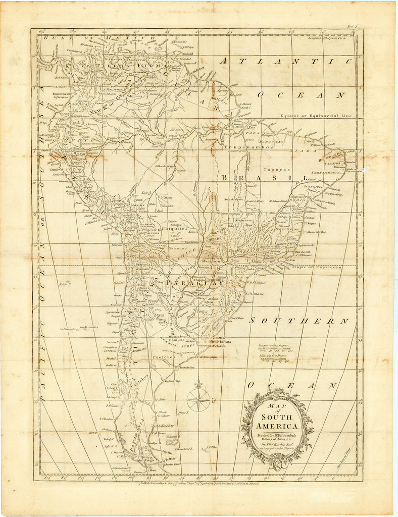 Old map of South America