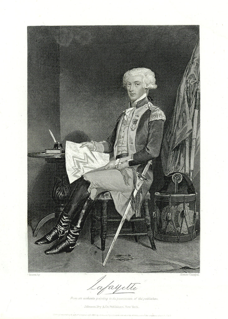 Old print of Marquis de Lafayette