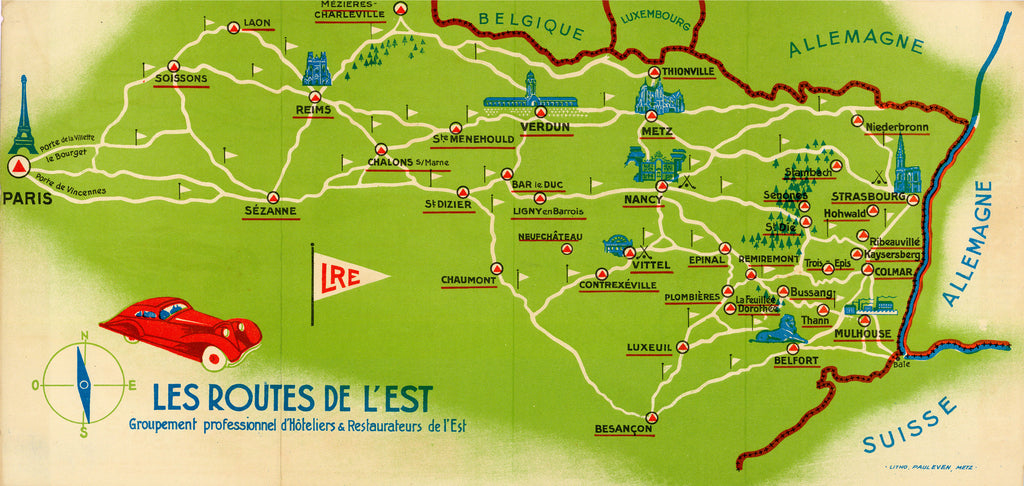 Old motorist map of France