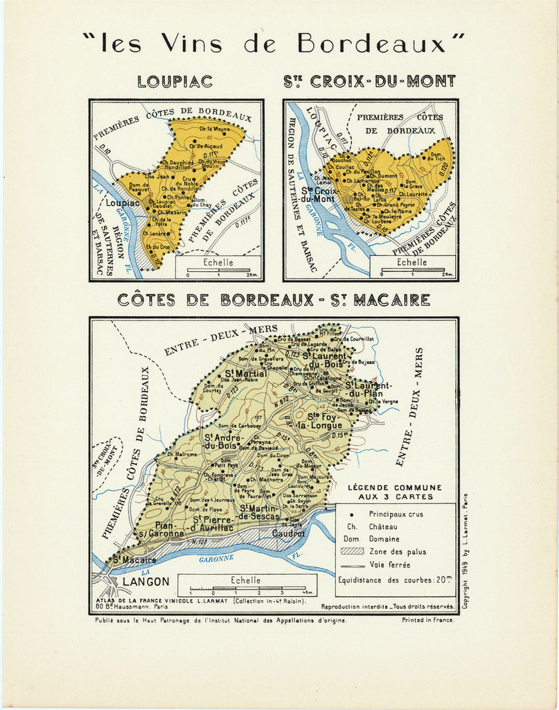 Loupiac, Ste. Croix-du-Mont, Côtes de Bordeaux - St. Macaire: Larmat 1949