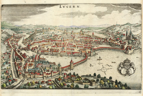 Old map of Lucerne, Switzerland