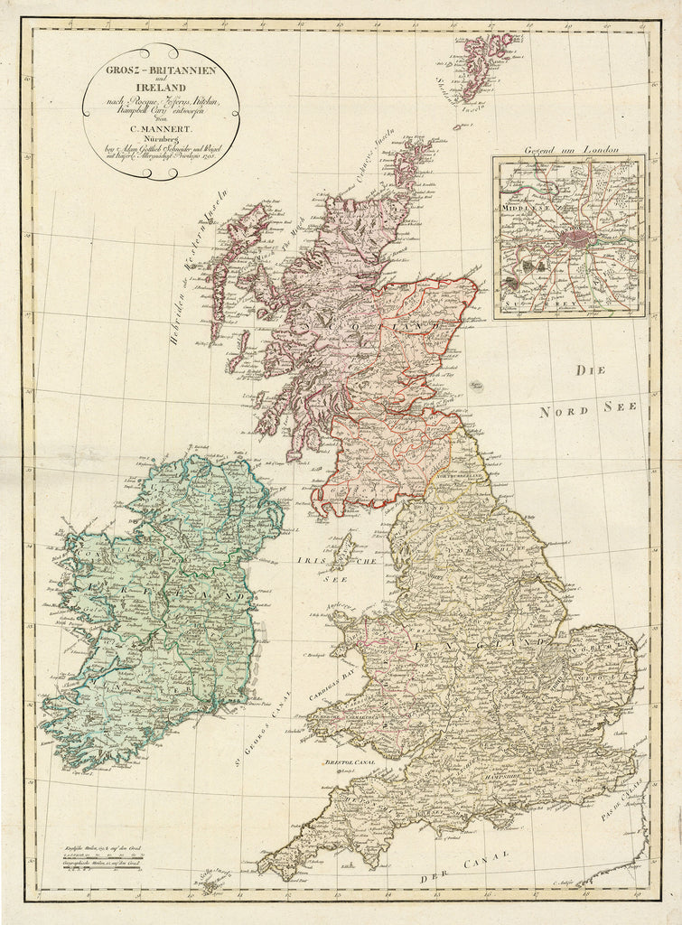 Old map of the British Isles