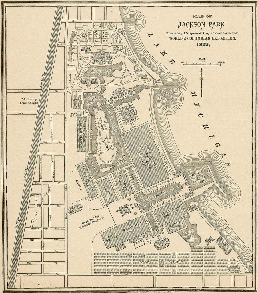 Old map of the Chicago World's Fair