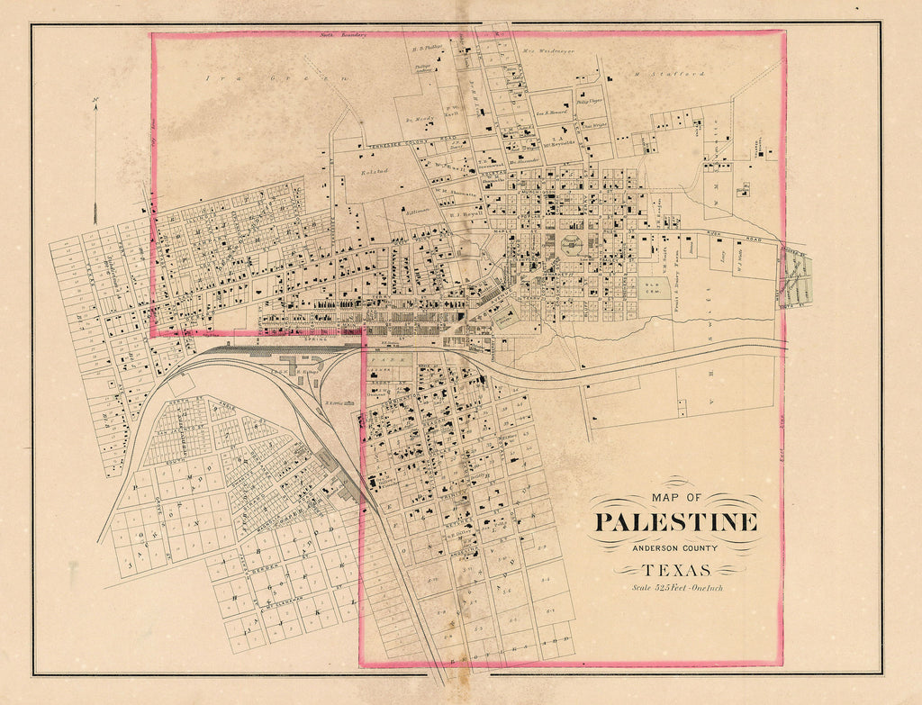 Map of Palestine Anderson County Texas: Gray 1884