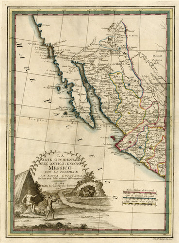 Old map of western Mexico