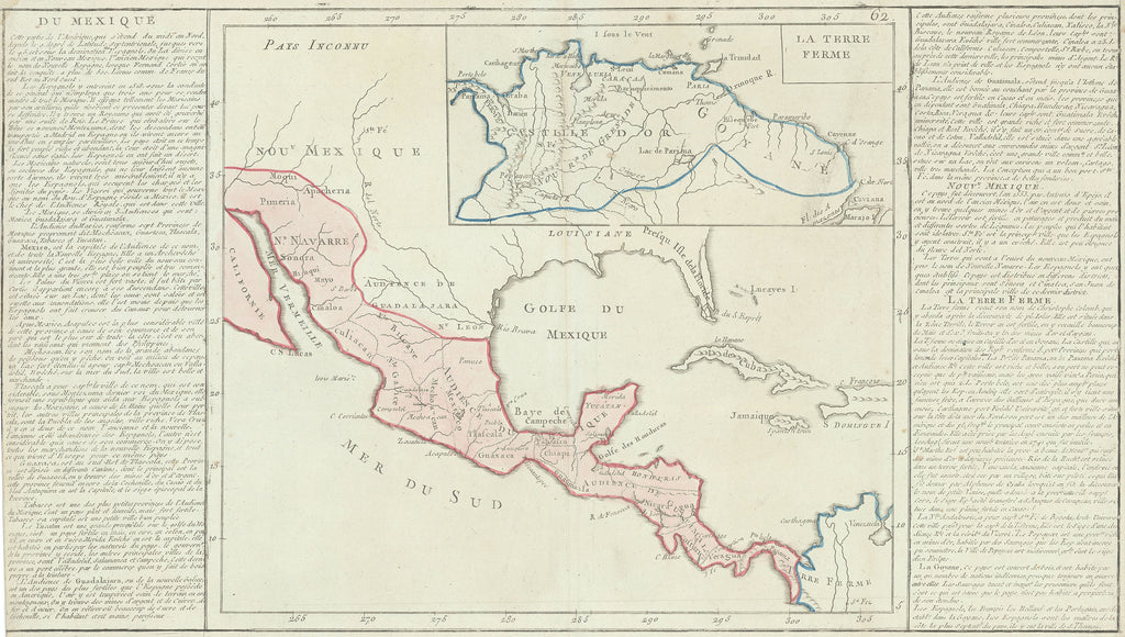 Old map of Mexico and South America