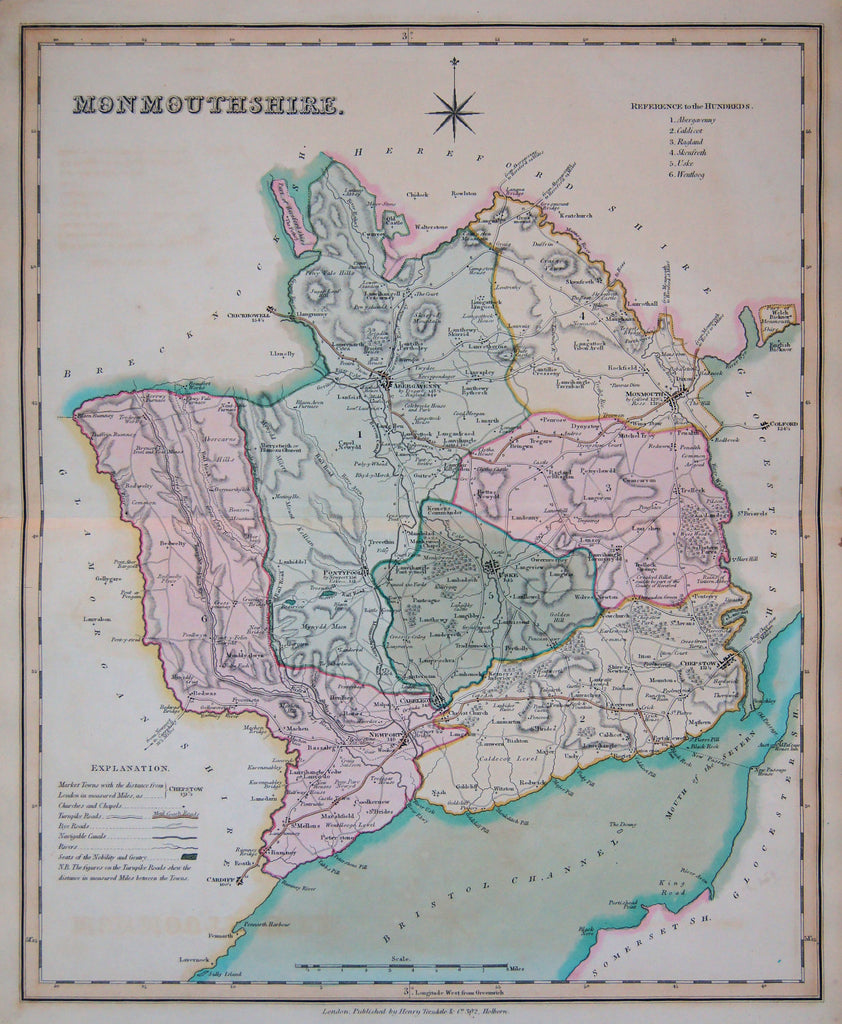 Old map of Monmouthshire, England