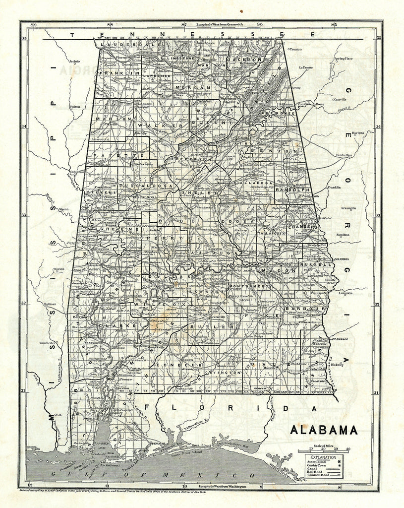 Old map of Alabama