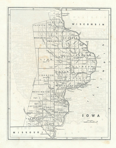 Map of Iowa showing Nauvoo, City of the Mormons 