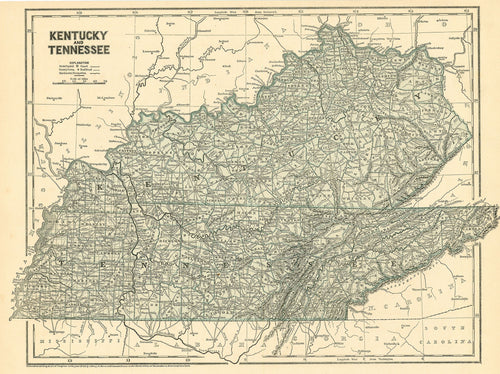 Old map of Kentucky and Tennessee